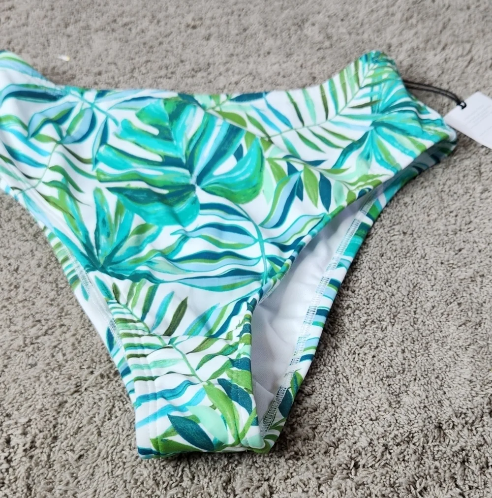 Women's High Waist High Leg Extra Cheeky Bikini Bottom  Shade & Shore Green Leaf